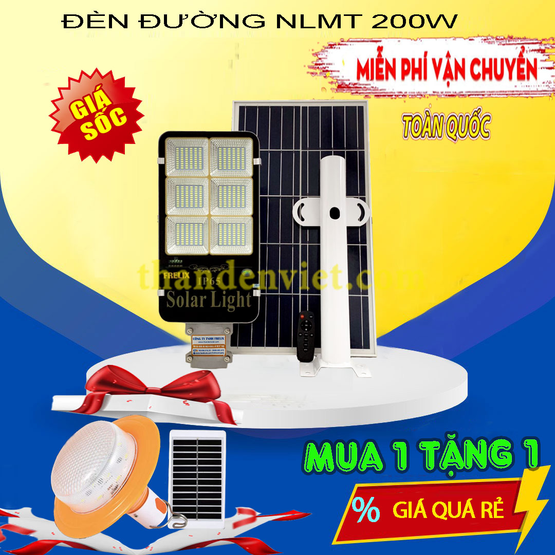(Deal Sốc Trong Ngày)Đèn đường NL mặt trời FRELIX Solar Light 300W mẫu mới