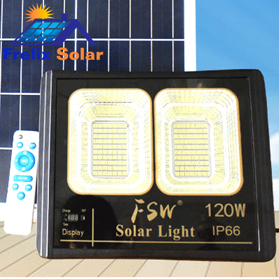 Đèn pha năng lượng mặt trời 2 ô led 120W