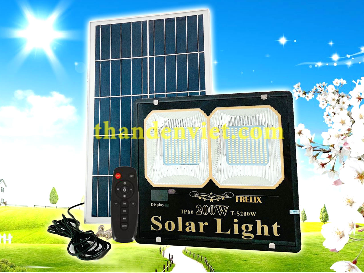 Đèn năng lượng mặt trời FRELIX Solar Light 200W 2 khoang led