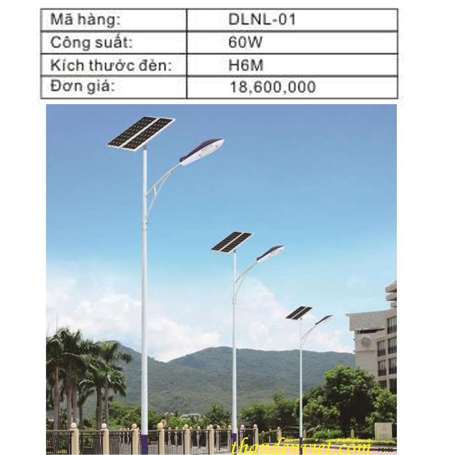 Đèn đường led DLNL-01 năng lượng mặt trời giá rẻ
