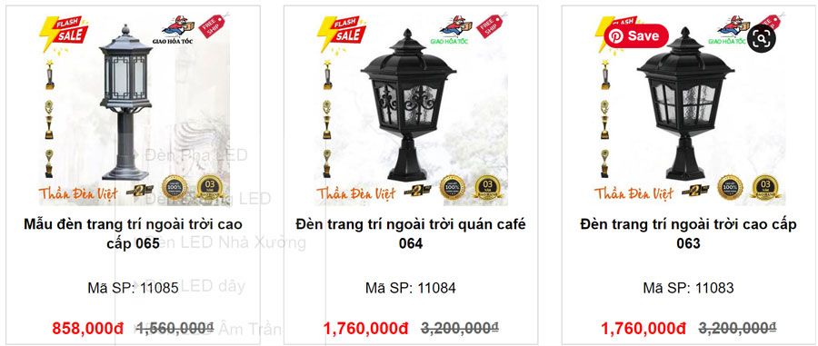 Bảng báo giá đèn trụ sân vườn năng lượng mặt trời giá rẻ