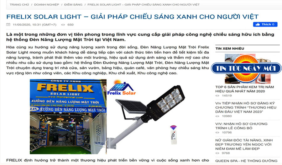 Báo chí nói về FRELIX Thần Đèn Việt