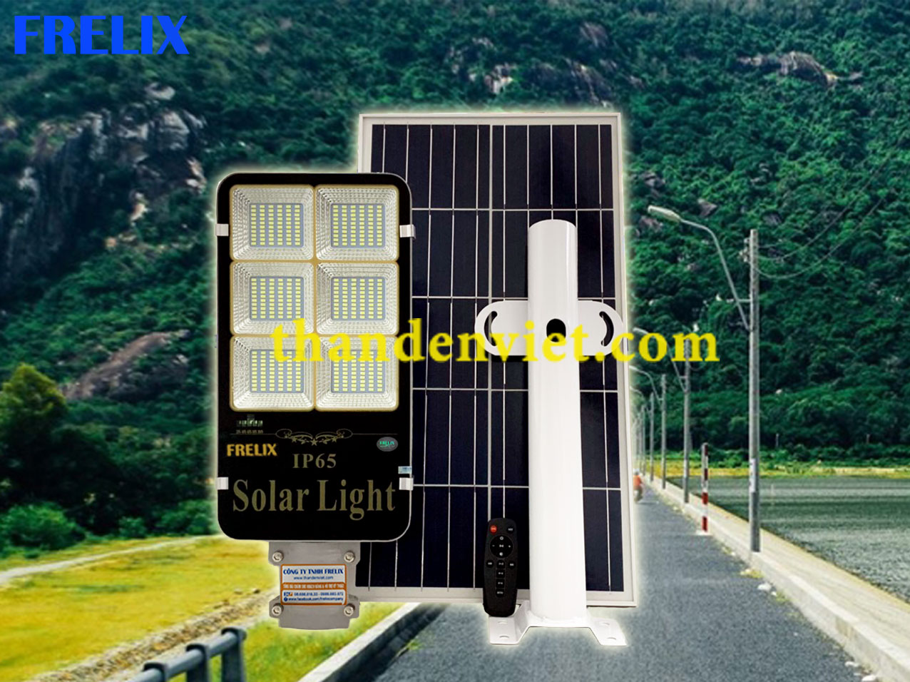 Đèn đường NL mặt trời FRELIX Solar Light 300W mẫu mới 